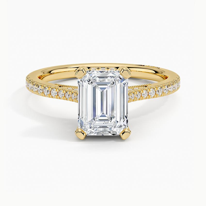 Simply Tacori Cathedral Diamond Ring (1/4 ct. tw.) Yellow Gold 18k Emerald Engagement Ring