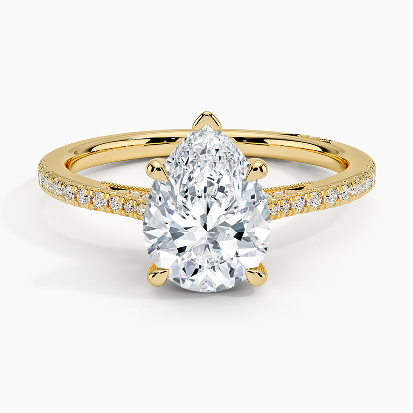 Simply Tacori Cathedral Diamond Ring (1/4 ct. tw.) Yellow Gold 18k Pear Engagement Ring