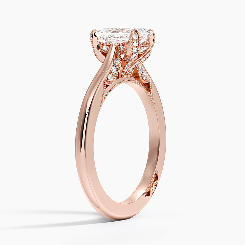 Simply Tacori Diamond Ring (1/8 ct. tw.) Rose Gold 18k Emerald Engagement Ring