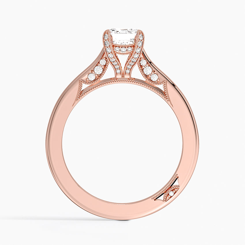 Simply Tacori Diamond Ring (1/8 ct. tw.) Rose Gold 18k Emerald Engagement Ring