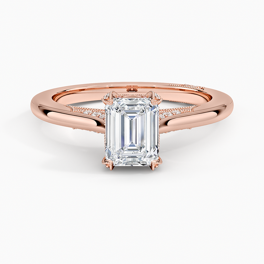Simply Tacori Diamond Ring (1/8 ct. tw.) Rose Gold 18k Emerald Engagement Ring
