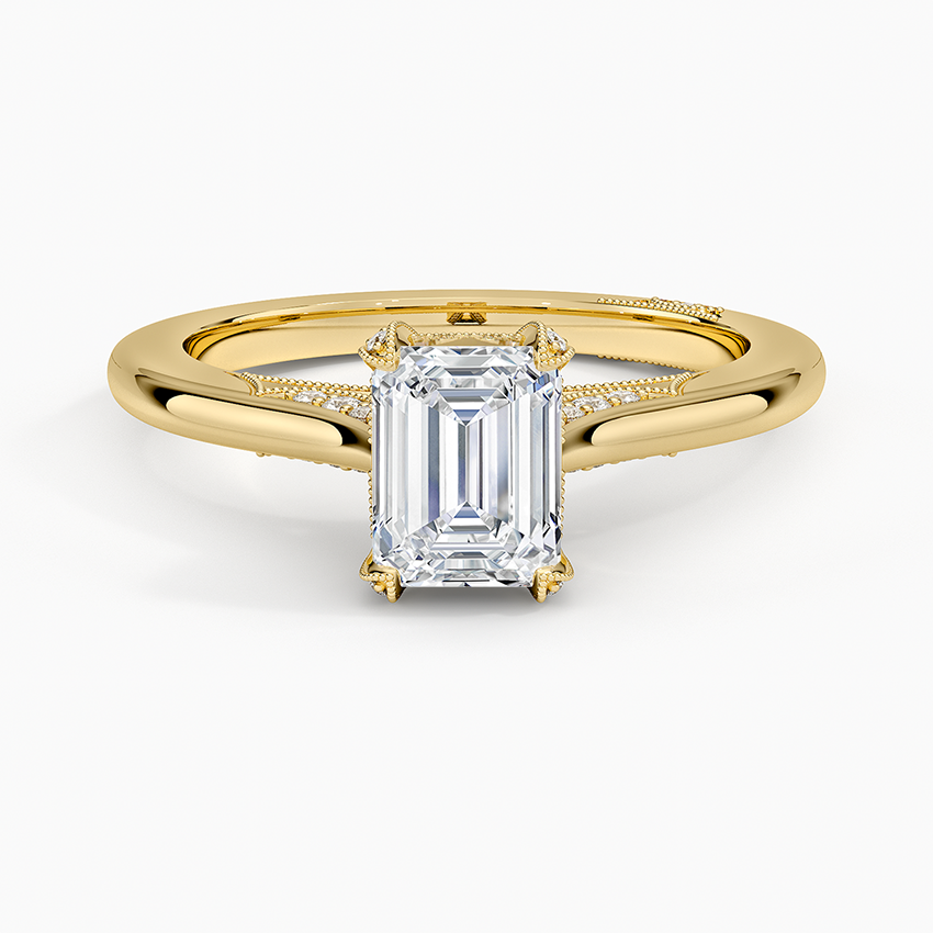 Simply Tacori Diamond Ring (1/8 ct. tw.) Yellow Gold 18k Emerald Engagement Ring