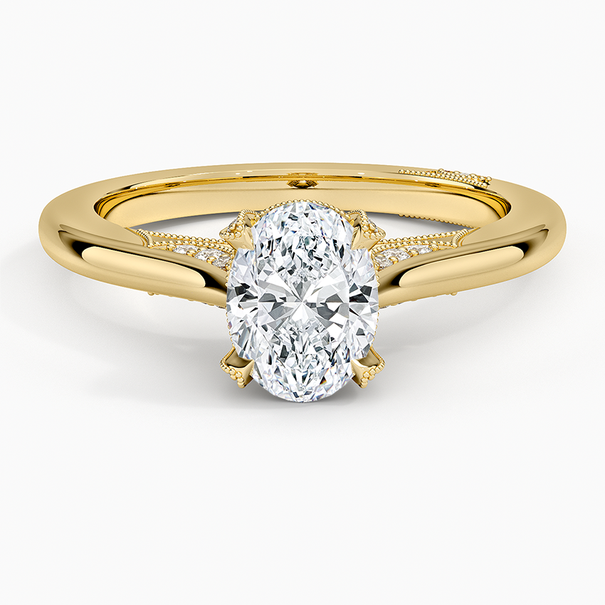 Simply Tacori Diamond Ring (1/8 ct. tw.) Yellow Gold 18k Oval Engagement Ring