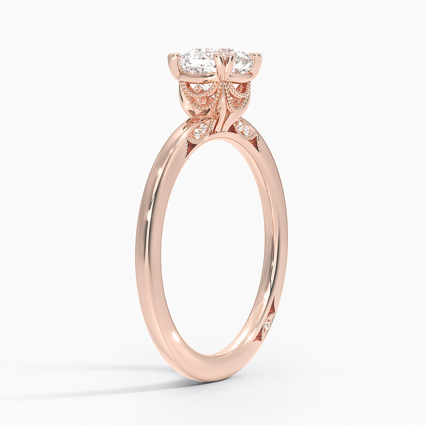 Simply Tacori Delicate Drape Diamond Ring Rose Gold 18k Cushion Engagement Ring