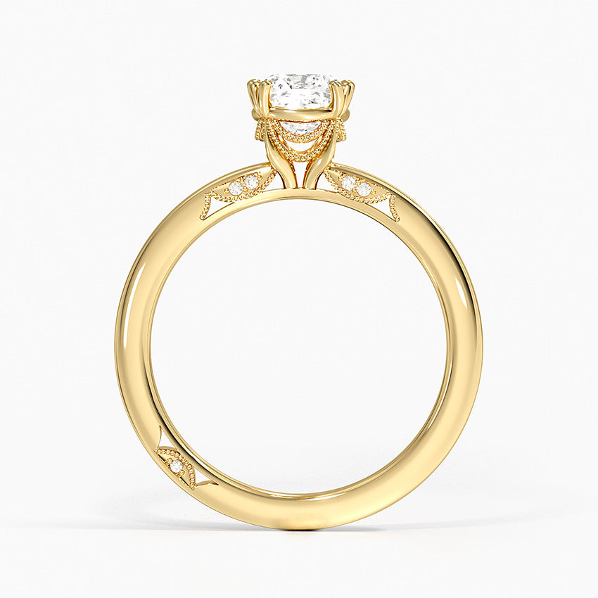 Simply Tacori Delicate Drape Diamond Ring Yellow Gold 18k Cushion Engagement Ring