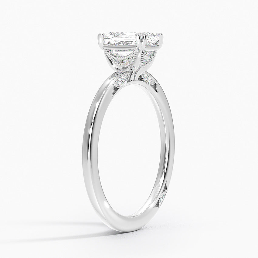 Simply Tacori Delicate Drape Diamond Ring Platinum Emerald Engagement Ring