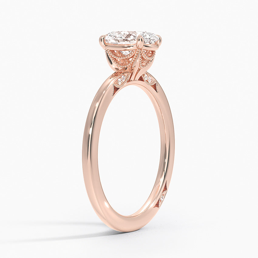 Simply Tacori Delicate Drape Diamond Ring Rose Gold 18k Oval Engagement Ring