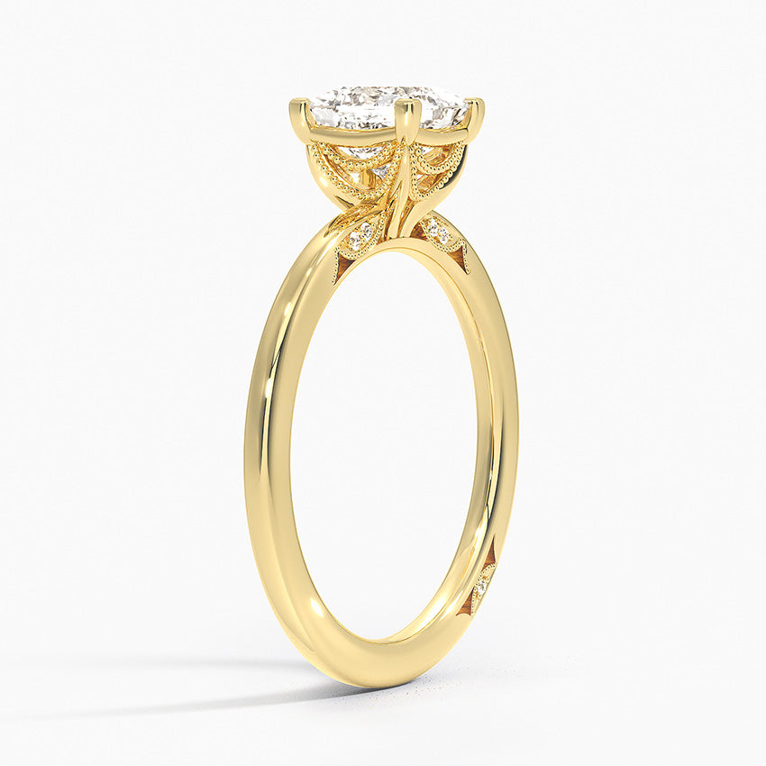 Simply Tacori Delicate Drape Diamond Ring Yellow Gold 18k Princess Engagement Ring