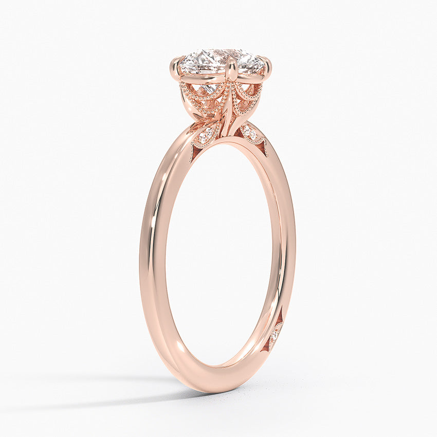 Simply Tacori Delicate Drape Diamond Ring Rose Gold 18k Round Engagement Ring