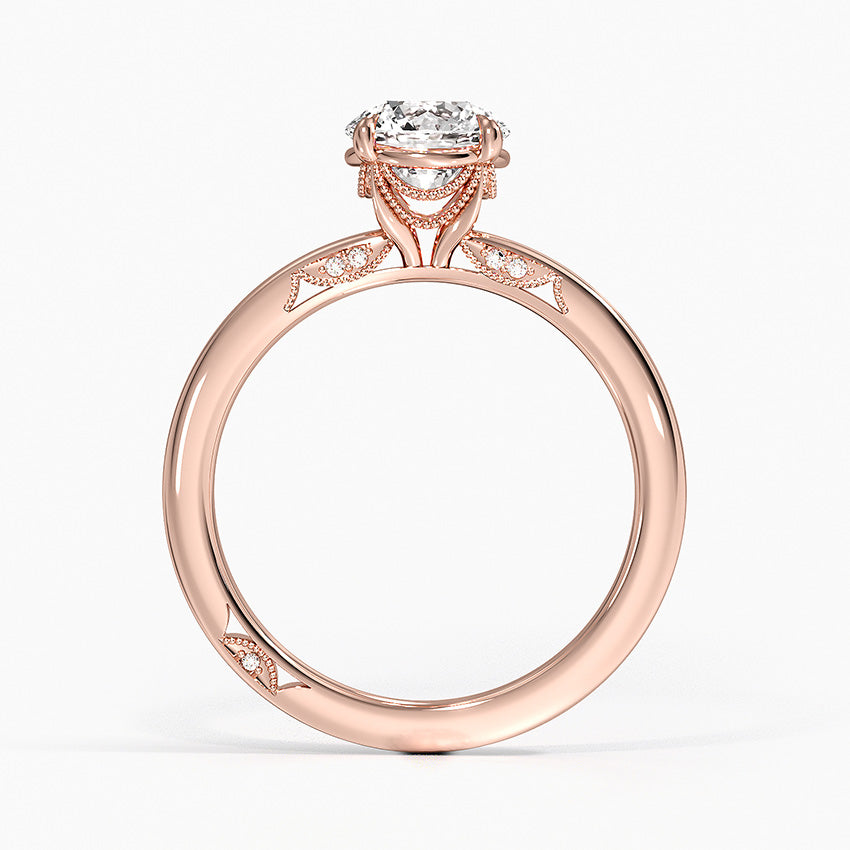 Simply Tacori Delicate Drape Diamond Ring Rose Gold 18k Round Engagement Ring