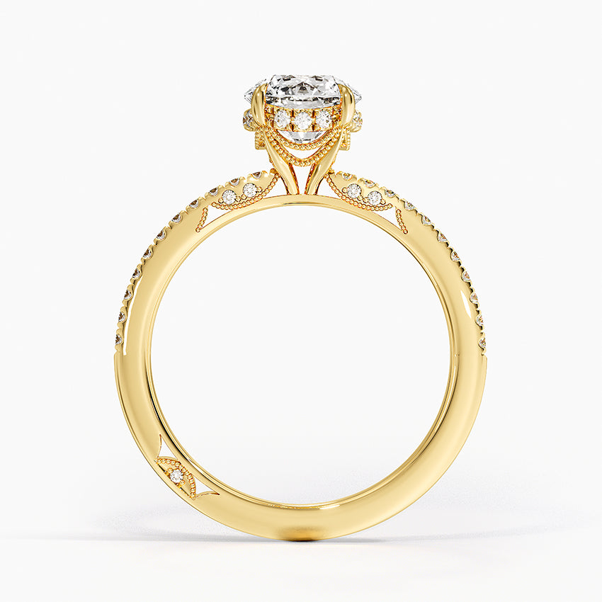 Simply Tacori Luxe Drape Diamond Ring Yellow Gold 18k Round Engagement Ring