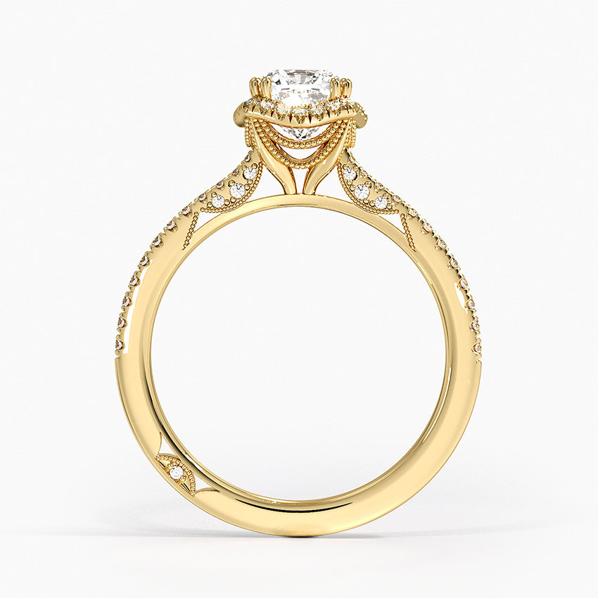 Simply Tacori Cathedral Drape Diamond Ring Yellow Gold 18k Cushion Engagement Ring