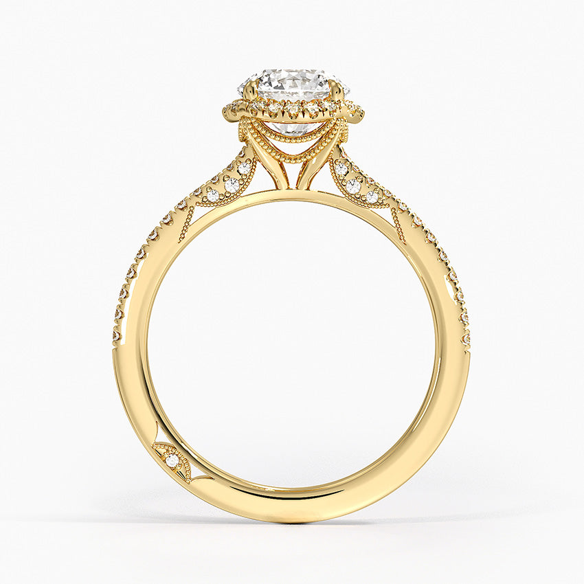 Simply Tacori Cathedral Drape Diamond Ring Yellow Gold 18k Round Engagement Ring