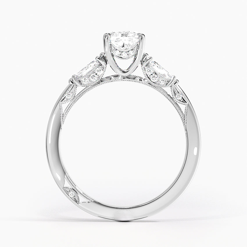 Simply Tacori Three Stone Marquise Diamond Ring Platinum Cushion Engagement Ring