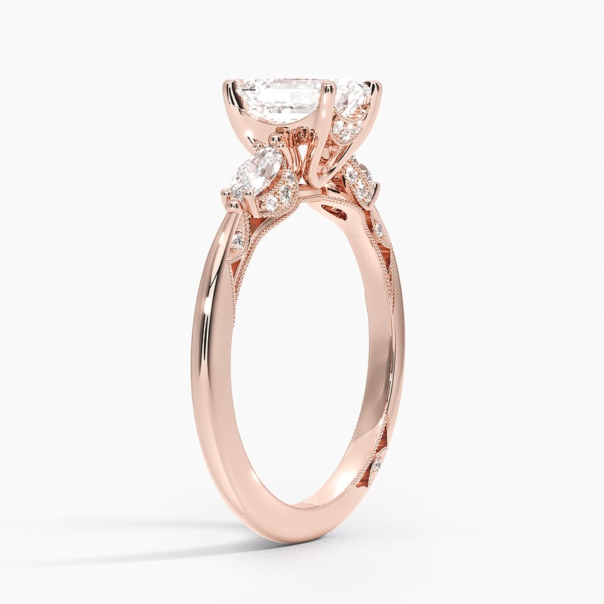 Simply Tacori Three Stone Marquise Diamond Ring Rose Gold 18k Emerald Engagement Ring