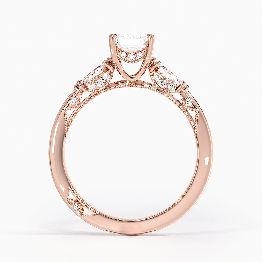 Simply Tacori Three Stone Marquise Diamond Ring Rose Gold 18k Emerald Engagement Ring