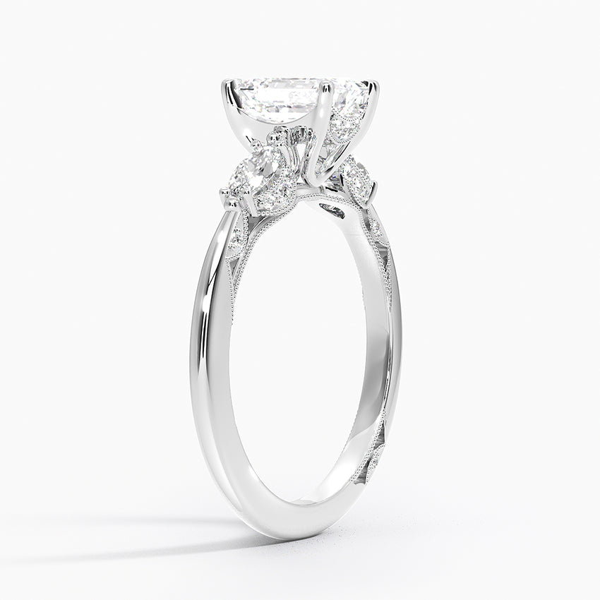 Simply Tacori Three Stone Marquise Diamond Ring Platinum Emerald Engagement Ring