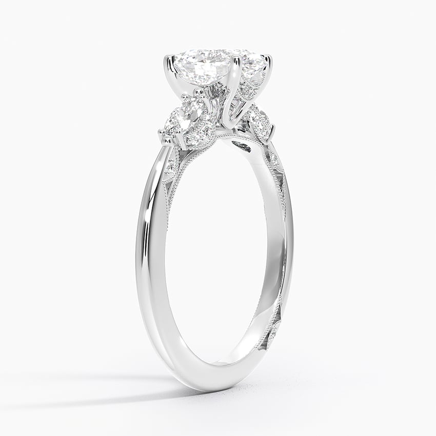 Simply Tacori Three Stone Marquise Diamond Ring Platinum Oval Engagement Ring