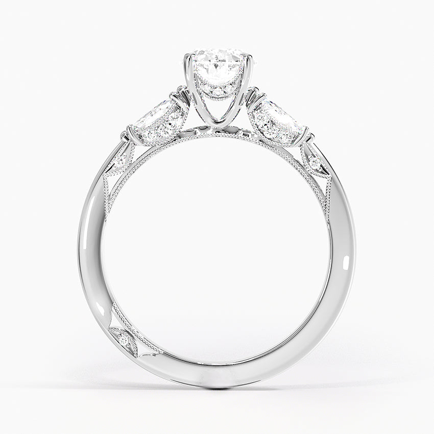 Simply Tacori Three Stone Marquise Diamond Ring Platinum Oval Engagement Ring