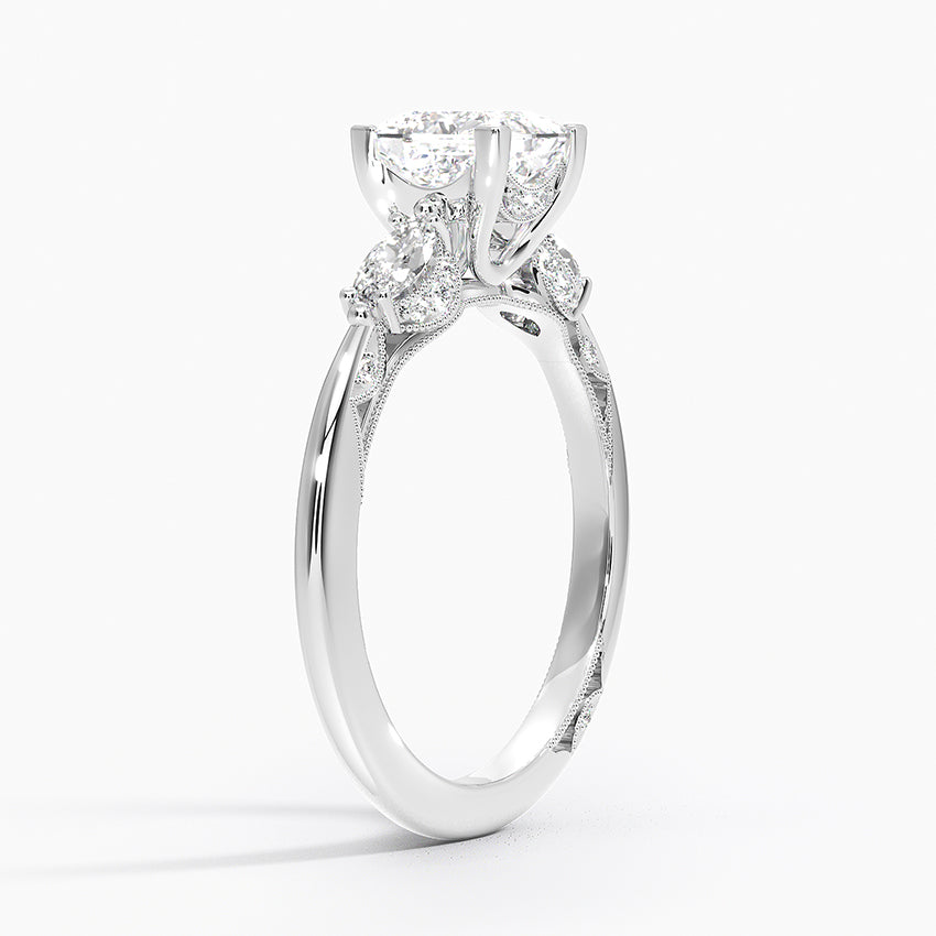 Simply Tacori Three Stone Marquise Diamond Ring Platinum Princess Engagement Ring