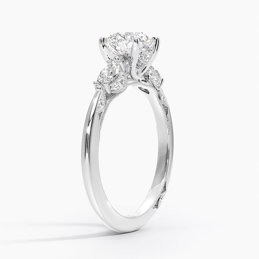 Simply Tacori Three Stone Marquise Diamond Ring Platinum Round Engagement Ring
