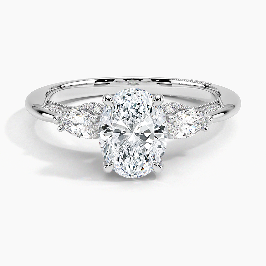 Simply Tacori Three Stone Marquise Diamond Ring Platinum Oval Engagement Ring