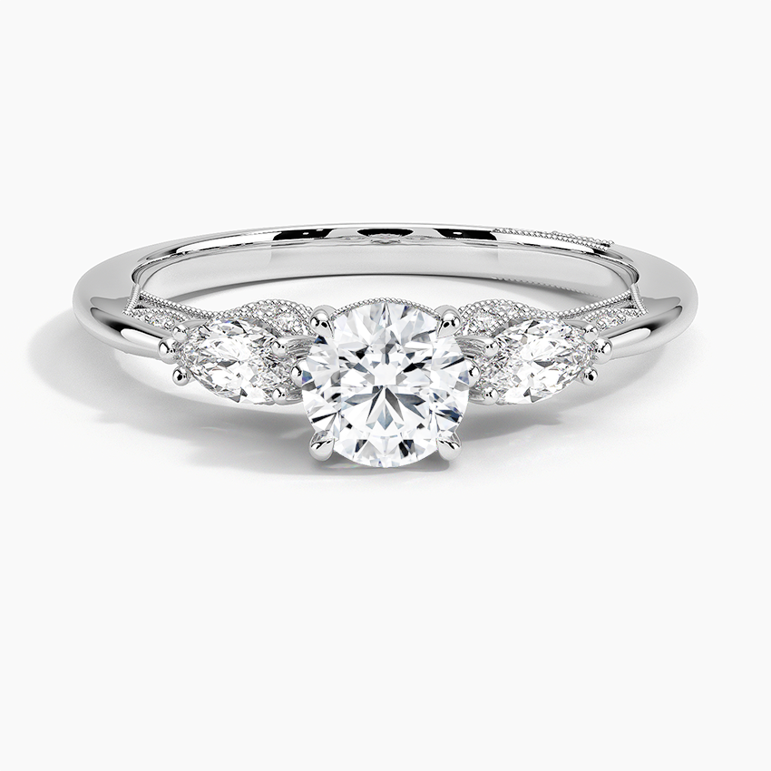 Simply Tacori Three Stone Marquise Diamond Ring Platinum Round Engagement Ring