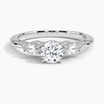 Simply Tacori Three Stone Marquise Diamond Ring Platinum Round Engagement Ring