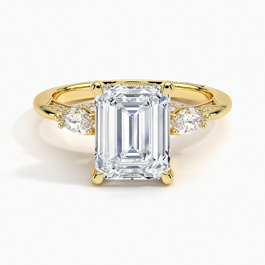 Simply Tacori Three Stone Marquise Diamond Ring Yellow Gold 18k Emerald Engagement Ring