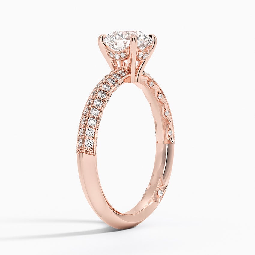 Tacori Sculpted Crescent Knife Edge Diamond Ring Rose Gold 18k Cushion Engagement Ring