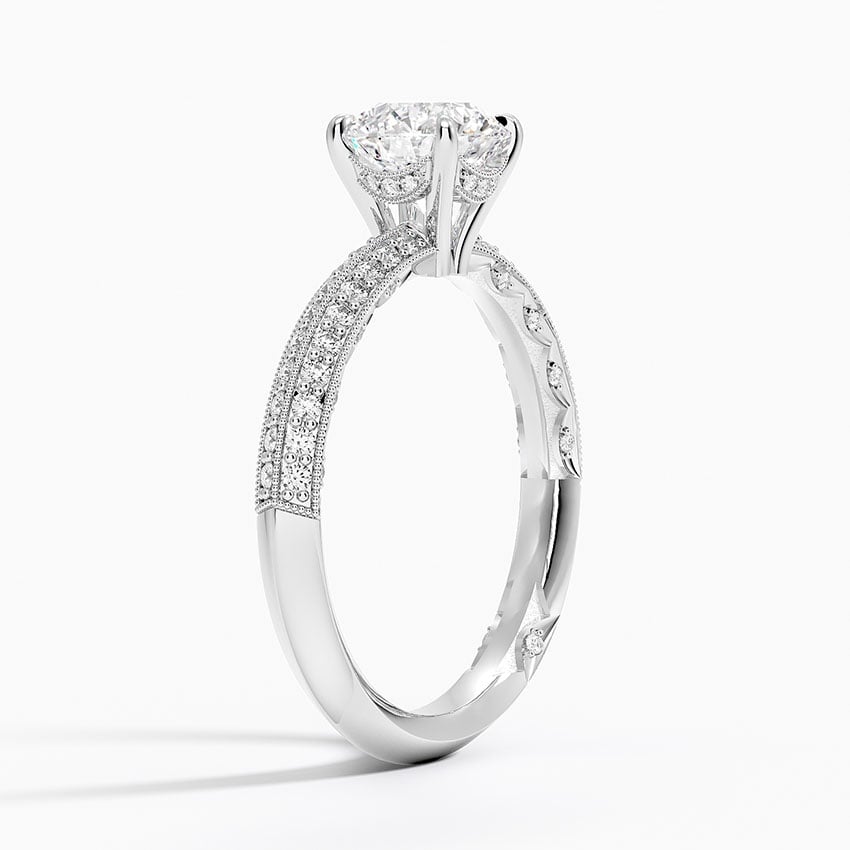 Tacori Sculpted Crescent Knife Edge Diamond Ring Platinum Cushion Engagement Ring