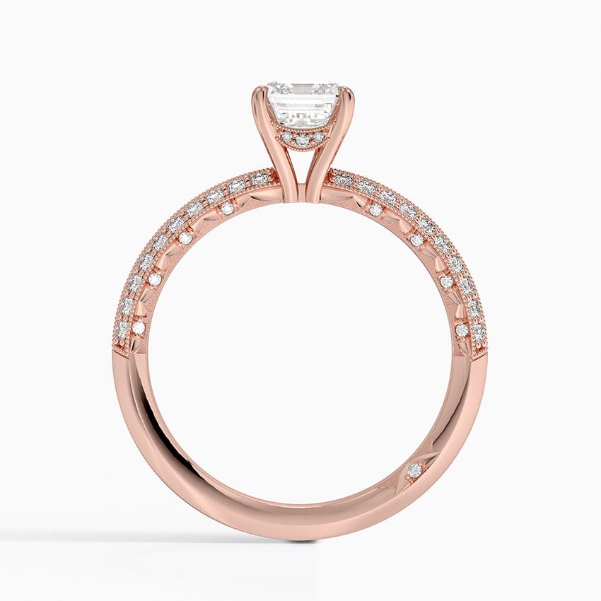 Tacori Sculpted Crescent Knife Edge Diamond Ring Rose Gold 18k Emerald Engagement Ring