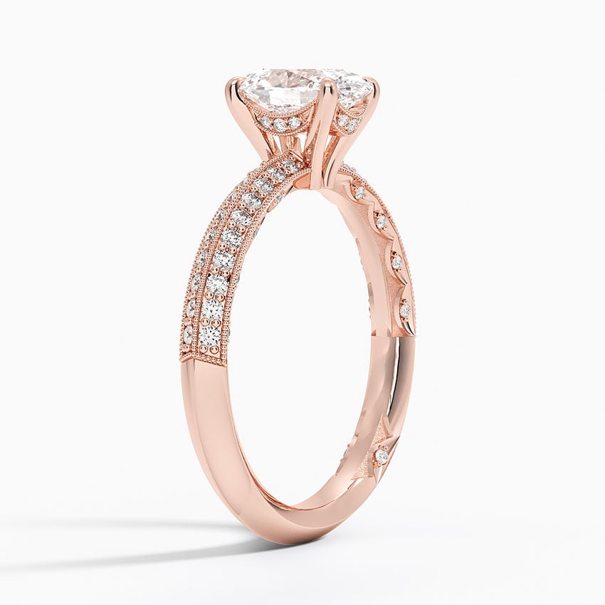 Tacori Sculpted Crescent Knife Edge Diamond Ring Rose Gold 18k Oval Engagement Ring