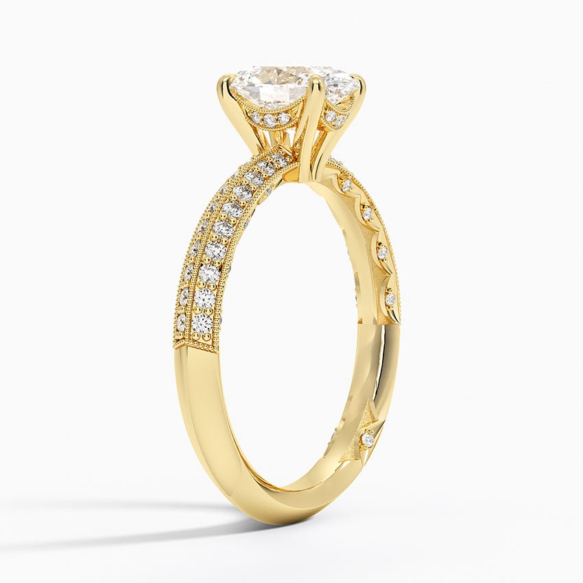 Tacori Sculpted Crescent Knife Edge Diamond Ring Yellow Gold 18k Oval Engagement Ring