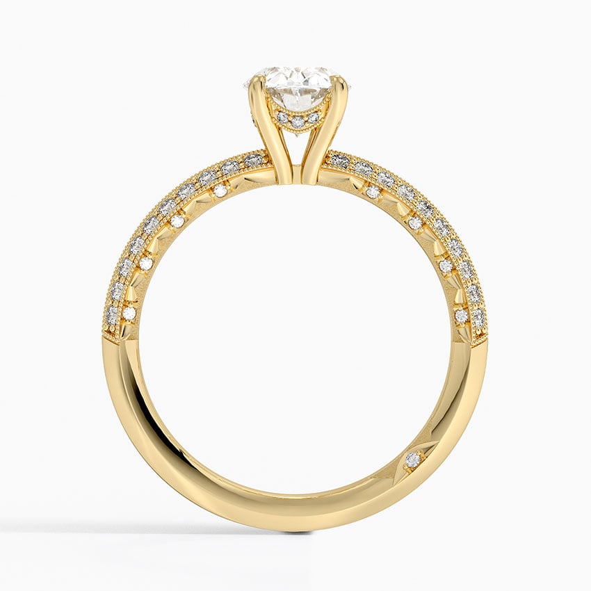 Tacori Sculpted Crescent Knife Edge Diamond Ring Yellow Gold 18k Oval Engagement Ring