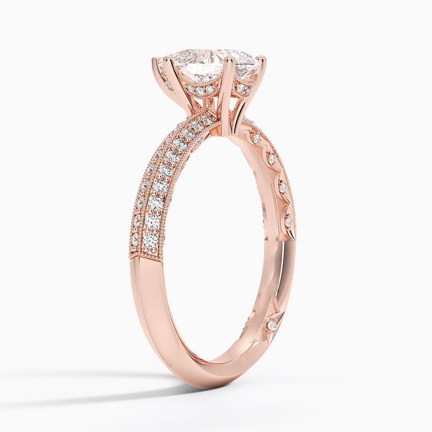 Tacori Sculpted Crescent Knife Edge Diamond Ring Rose Gold 18k Pear Engagement Ring