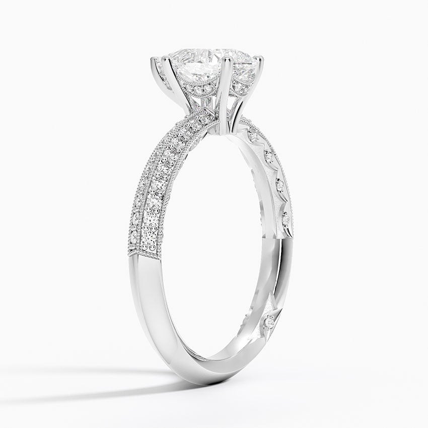 Tacori Sculpted Crescent Knife Edge Diamond Ring Platinum Pear Engagement Ring
