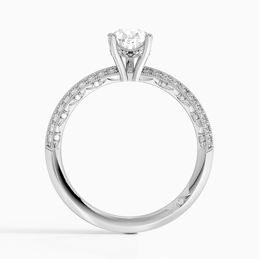 Tacori Sculpted Crescent Knife Edge Diamond Ring Platinum Pear Engagement Ring