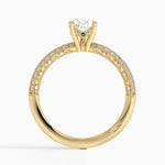 Tacori Sculpted Crescent Knife Edge Diamond Ring Yellow Gold 18k Pear Engagement Ring