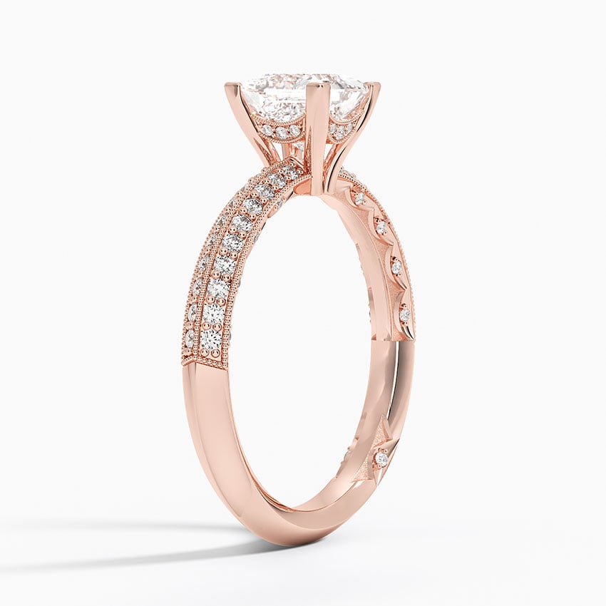 Tacori Sculpted Crescent Knife Edge Diamond Ring Rose Gold 18k Princess Engagement Ring