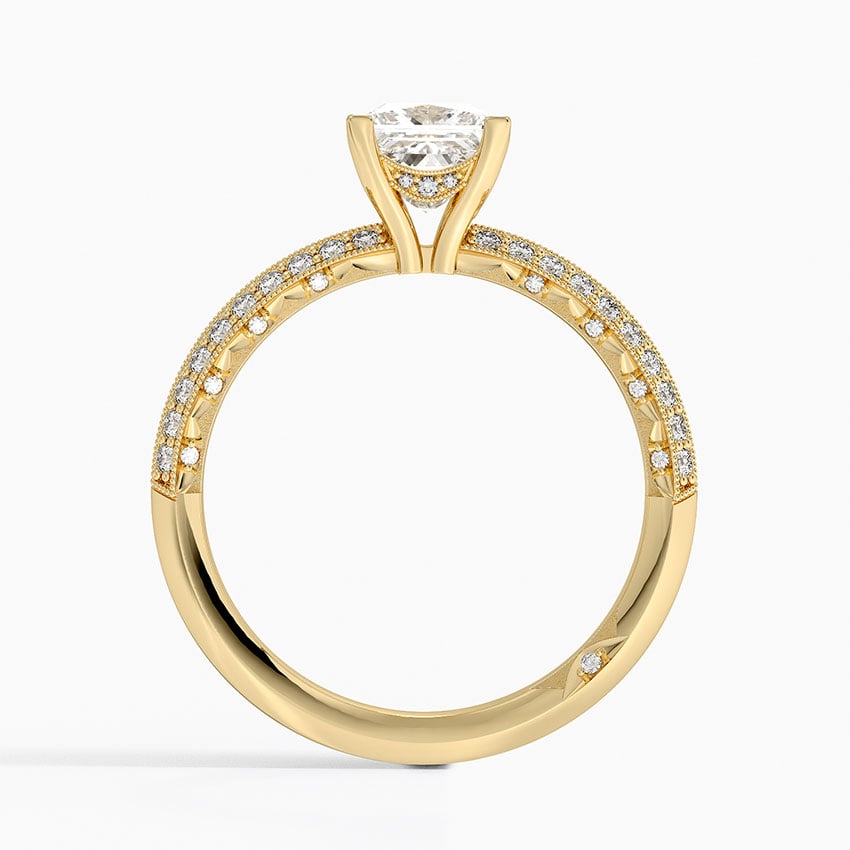 Tacori Sculpted Crescent Knife Edge Diamond Ring Yellow Gold 18k Princess Engagement Ring