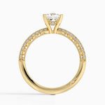 Tacori Sculpted Crescent Knife Edge Diamond Ring Yellow Gold 18k Princess Engagement Ring