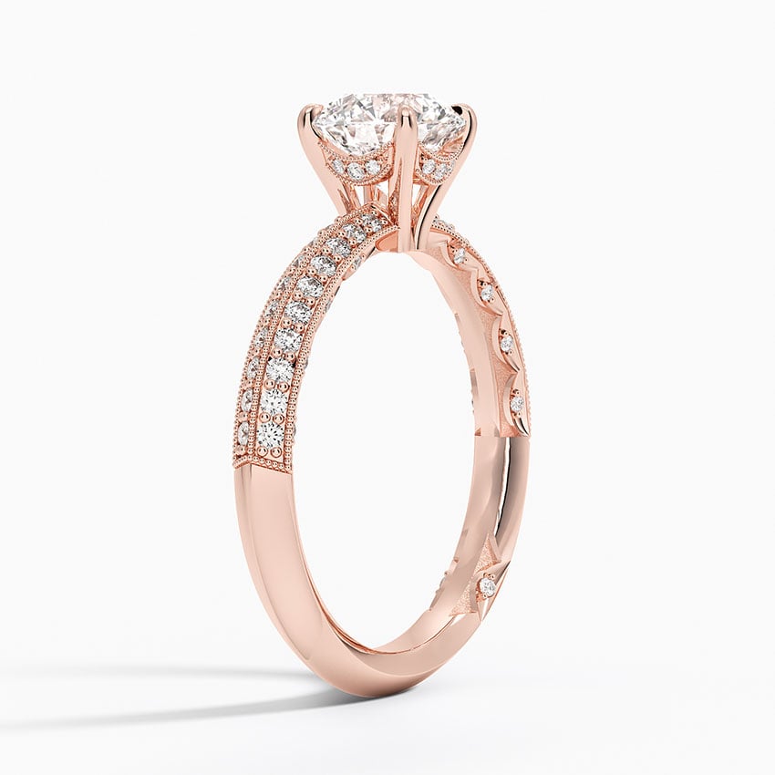 Tacori Sculpted Crescent Knife Edge Diamond Ring Rose Gold 18k Round Engagement Ring