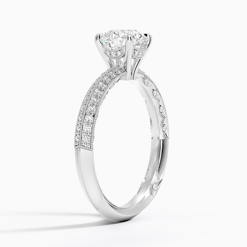 Tacori Sculpted Crescent Knife Edge Diamond Ring Platinum Round Engagement Ring