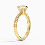 Tacori Sculpted Crescent Knife Edge Diamond Ring Yellow Gold 18k Round Engagement Ring