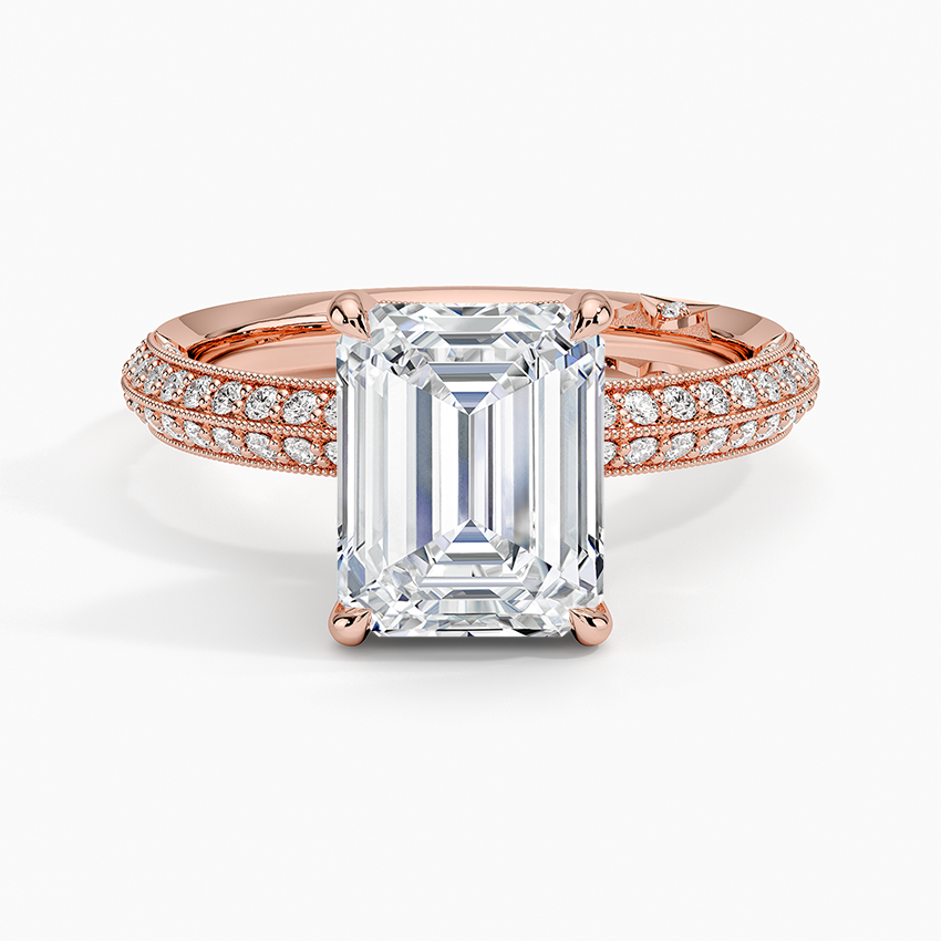 Tacori Sculpted Crescent Knife Edge Diamond Ring Rose Gold 18k Emerald Engagement Ring