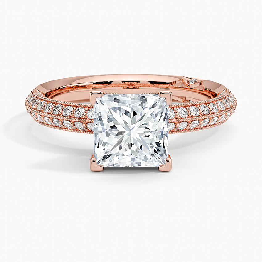 Tacori Sculpted Crescent Knife Edge Diamond Ring Rose Gold 18k Princess Engagement Ring