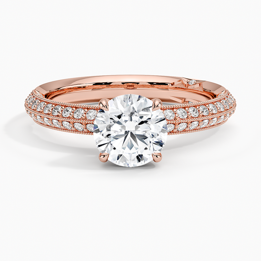 Tacori Sculpted Crescent Knife Edge Diamond Ring Rose Gold 18k Round Engagement Ring