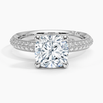 Tacori Sculpted Crescent Knife Edge Diamond Ring Platinum Cushion Engagement Ring