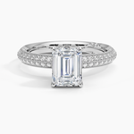 Tacori Sculpted Crescent Knife Edge Diamond Ring Platinum Emerald Engagement Ring
